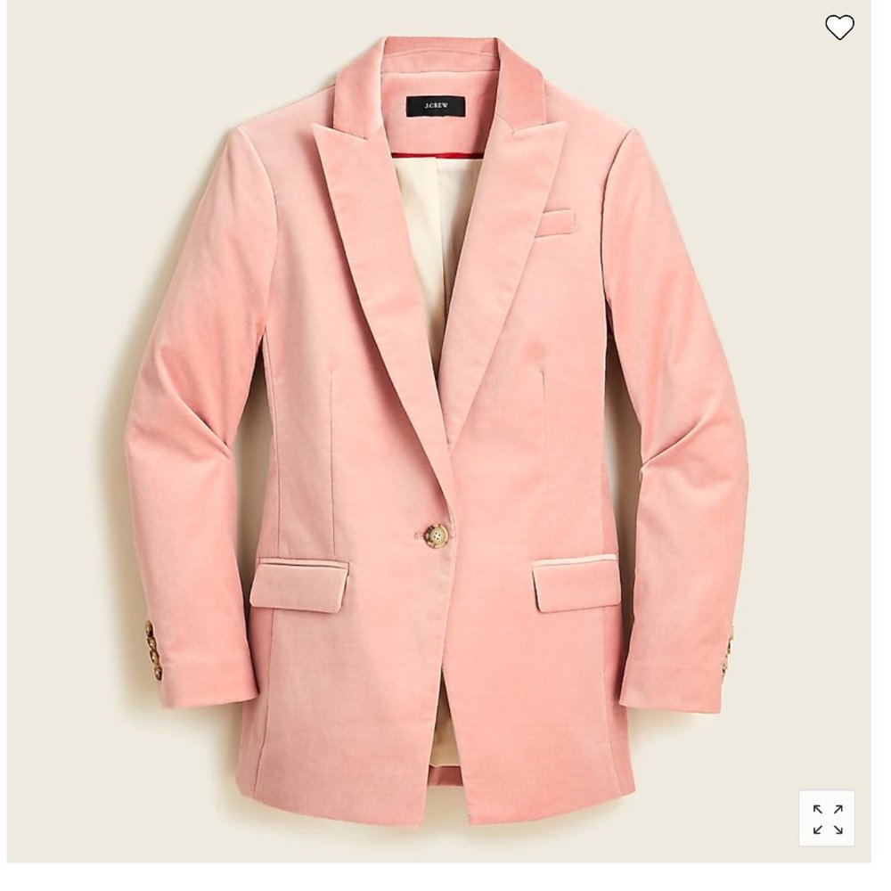 J CREW Willa blazer in stretch velvet in Salmon~4~NWOT